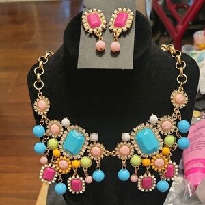 Colorful Statement Necklace and Earring Set